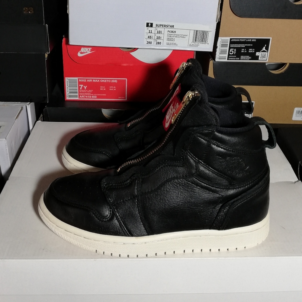 "RARE" AIR JORDAN 1 RETRO ZIP "GENUINE LEATHER" WOMEN'S US SIZE 5.5 GREAT COND